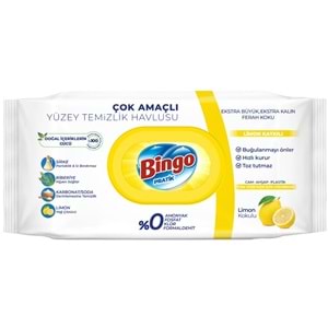 Bingo Clean Yüzey Temizlik Havlusu 96 Yaprak Limon Kokulu Plastik Kapaklı (12 Li Set) 1152 Yaprak