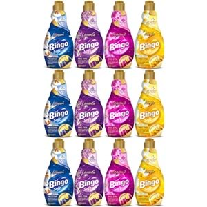 Bingo Soft Çamaşır Yumuşatıcı Konsantre 1440ML Karma 12 Li Set (Lilyum-Lavanta-Begonvil-Nergis)