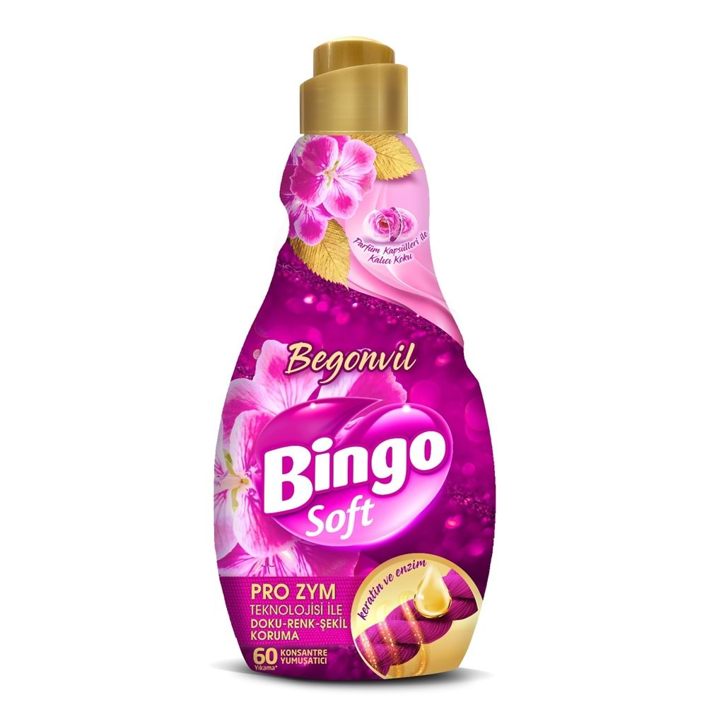Bingo Soft Çamaşır Yumuşatıcı Konsantre 1440ML Karma 12 Li Set (Lilyum-Lavanta-Begonvil-Nergis)