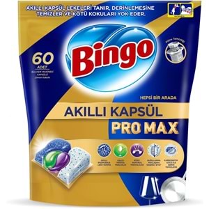Bingo Akıllı Kapsül Pro Max Bulaşık Makinesi Deterjanı Tableti 300 Adet Limon Kokulu (5PK*60)