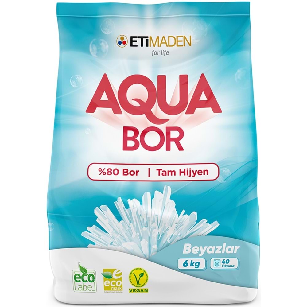 AquaBor Matik Toz Çamaşır Deterjanı 24KG (Beyazlar İçin) 160 Yıkama (4PK*6KG)