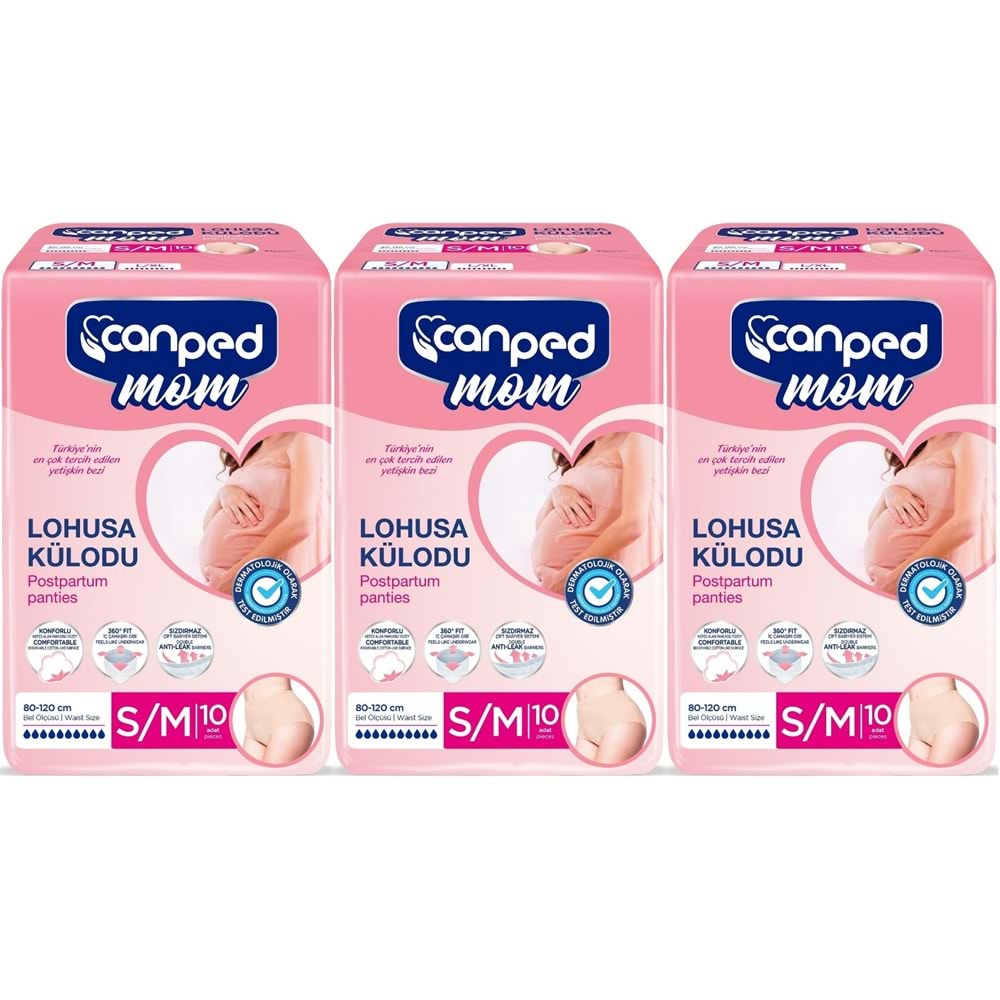 Canped Mom Lohusa Külodu - Külot Bez S - Small - Küçük / M - Medium - Orta 30 Adet (3PK*10)
