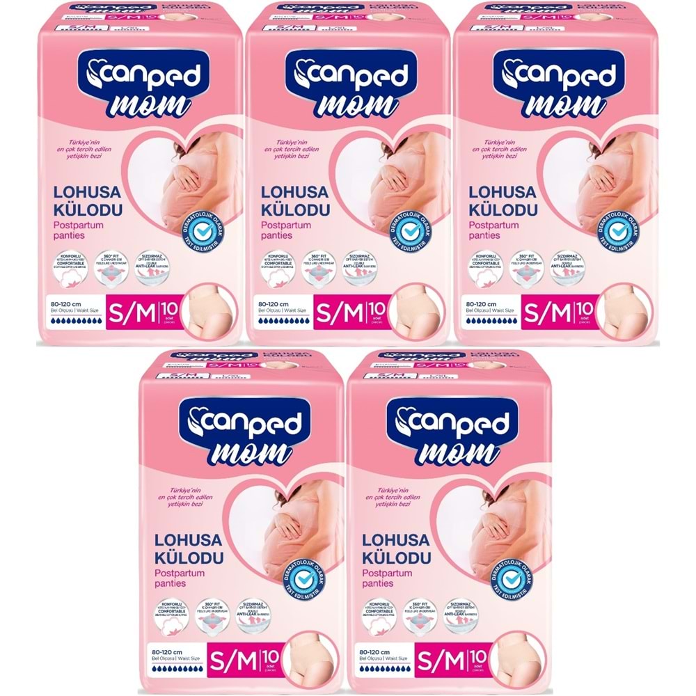 Canped Mom Lohusa Külodu - Külot Bez S - Small - Küçük / M - Medium - Orta 50 Adet (5PK*10)