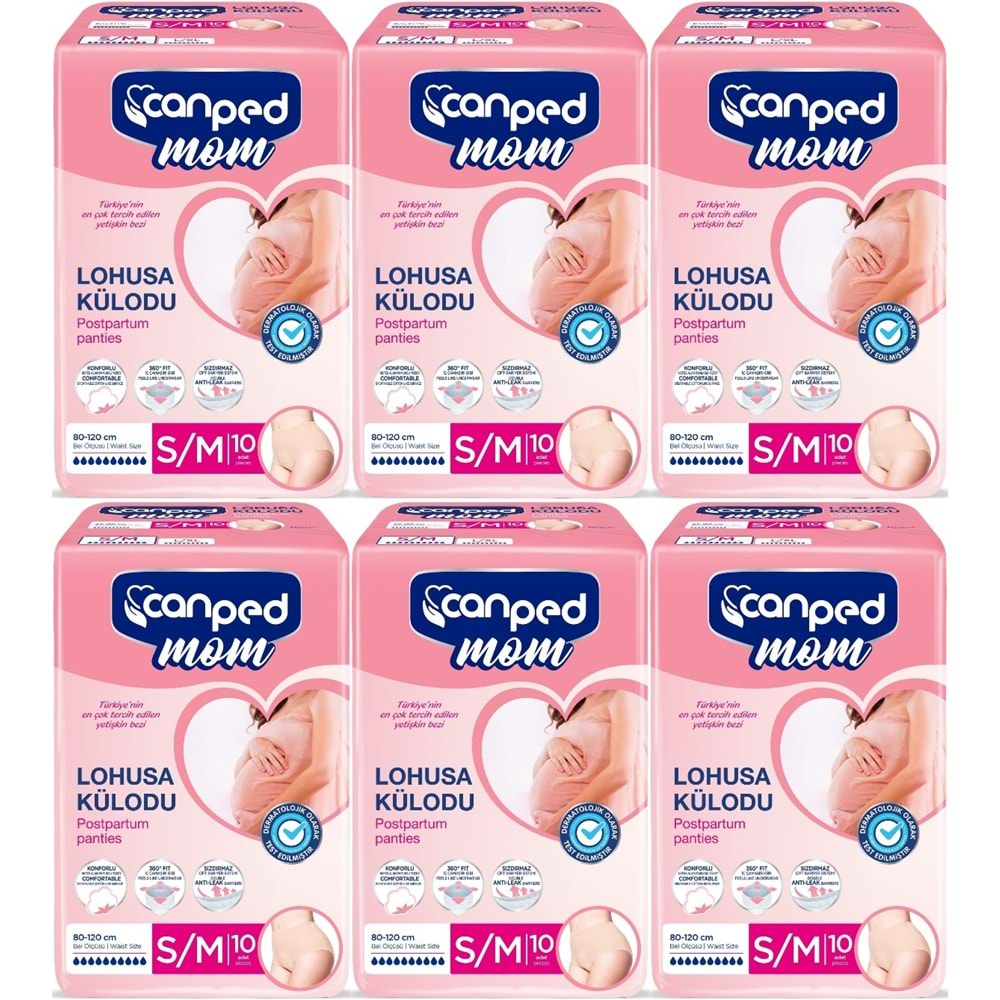 Canped Mom Lohusa Külodu - Külot Bez S - Small - Küçük / M - Medium - Orta 60 Adet (6PK*10)