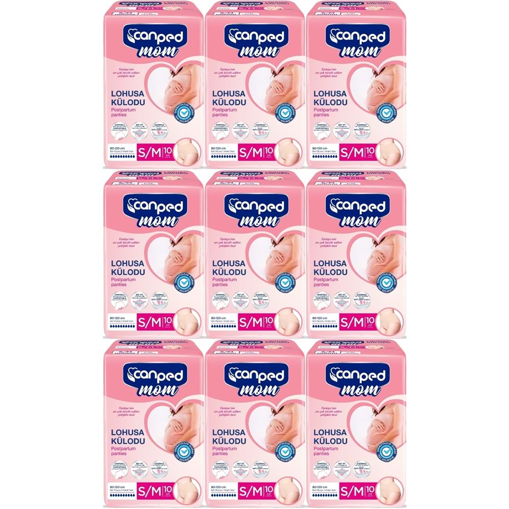 Canped Mom Lohusa Külodu - Külot Bez S - Small - Küçük / M - Medium - Orta 90 Adet (9PK*10)