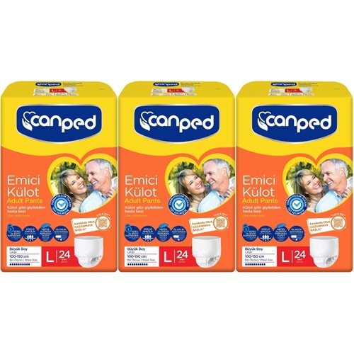 Canped Emici Külot Hasta Yetişkin Bezi L - Büyük - Large 72 Adet (3PK*24)