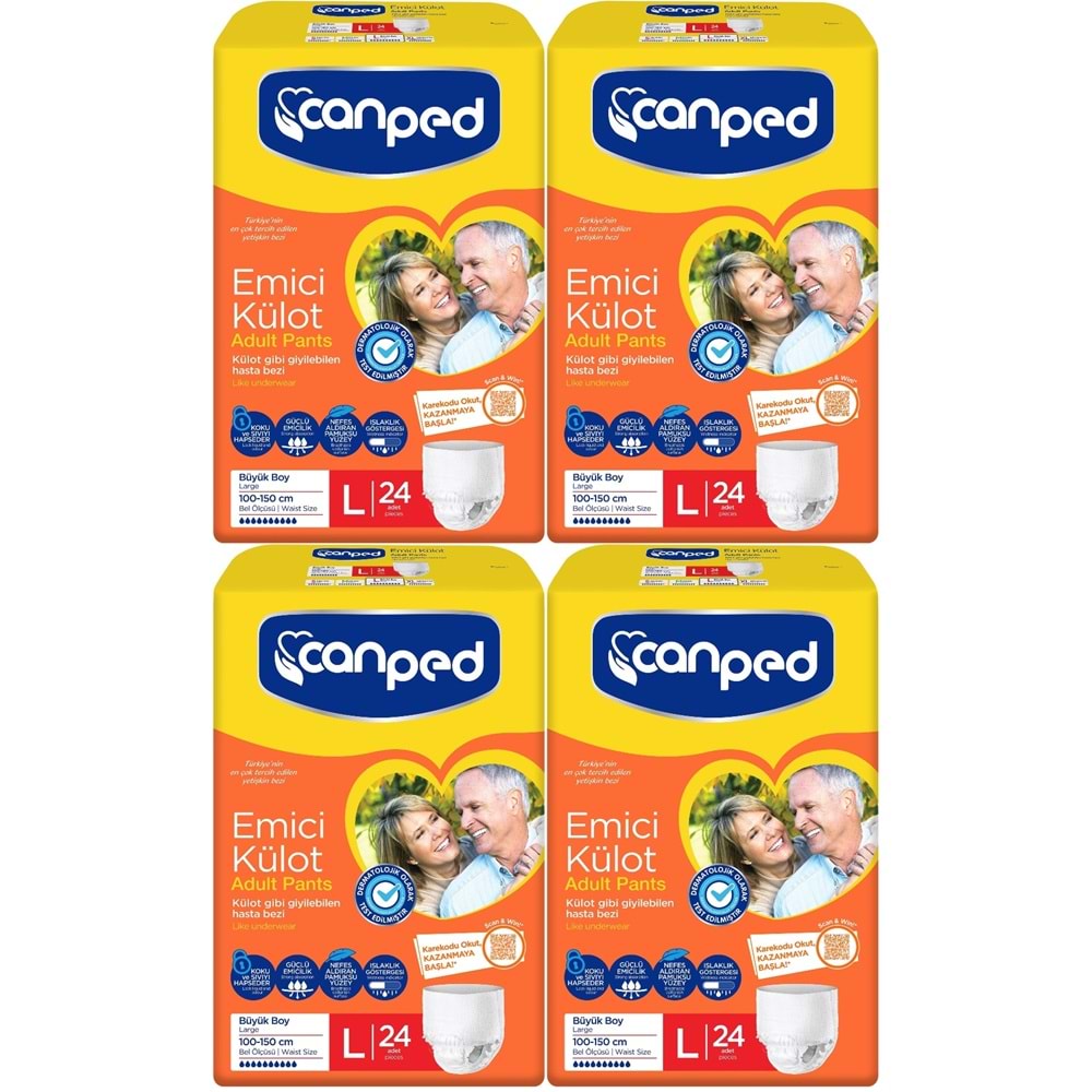 Canped Emici Külot Hasta Yetişkin Bezi L - Büyük - Large 96 Adet (4PK*24)
