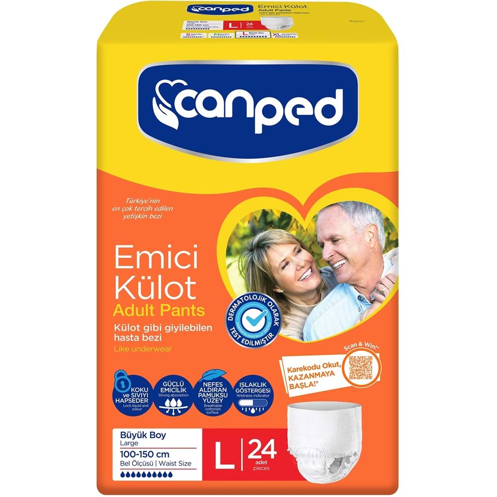 Canped Emici Külot Hasta Yetişkin Bezi L - Büyük - Large 144 Adet (6PK*24)