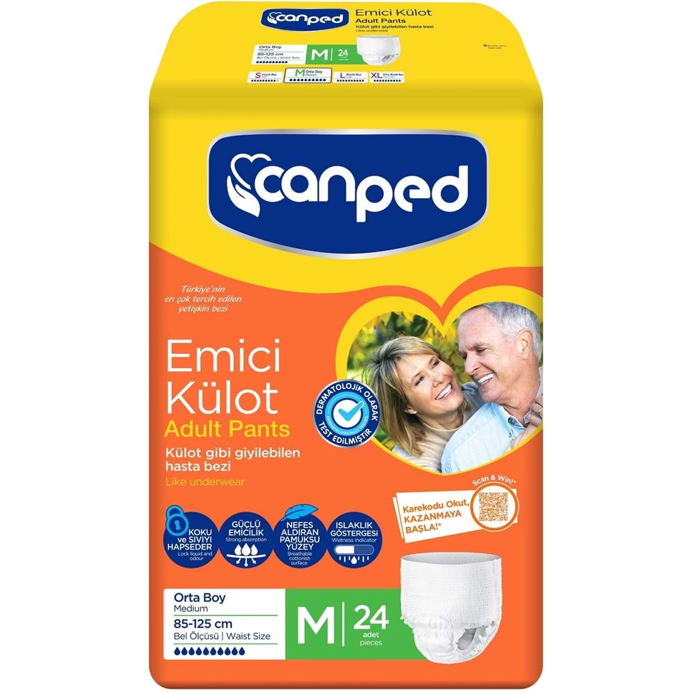 Canped Emici Külot Hasta Yetişkin Bezi M - Orta - Medium 72 Adet (3PK*24)