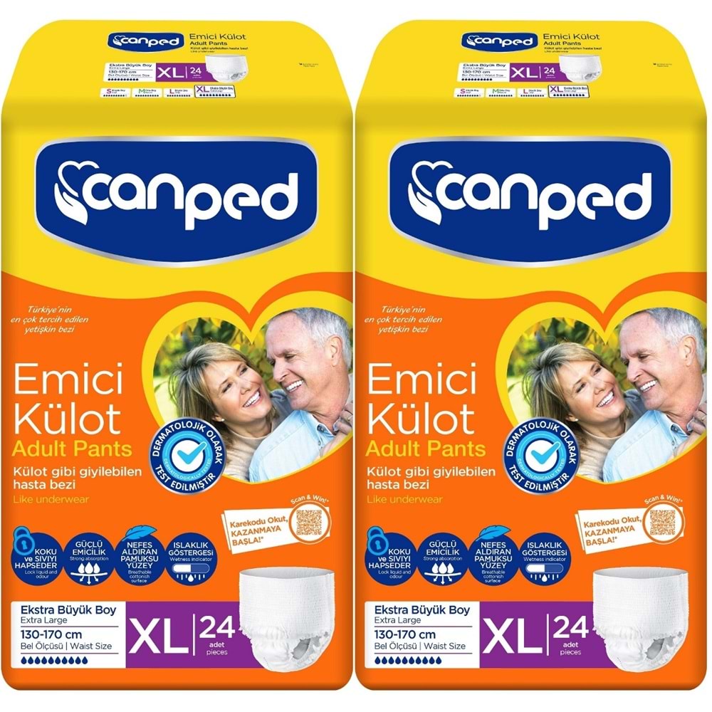 Canped Emici Külot Hasta Yetişkin Bezi XL - Ekstra Büyük - Extra Large 60 Adet (2PK*30)