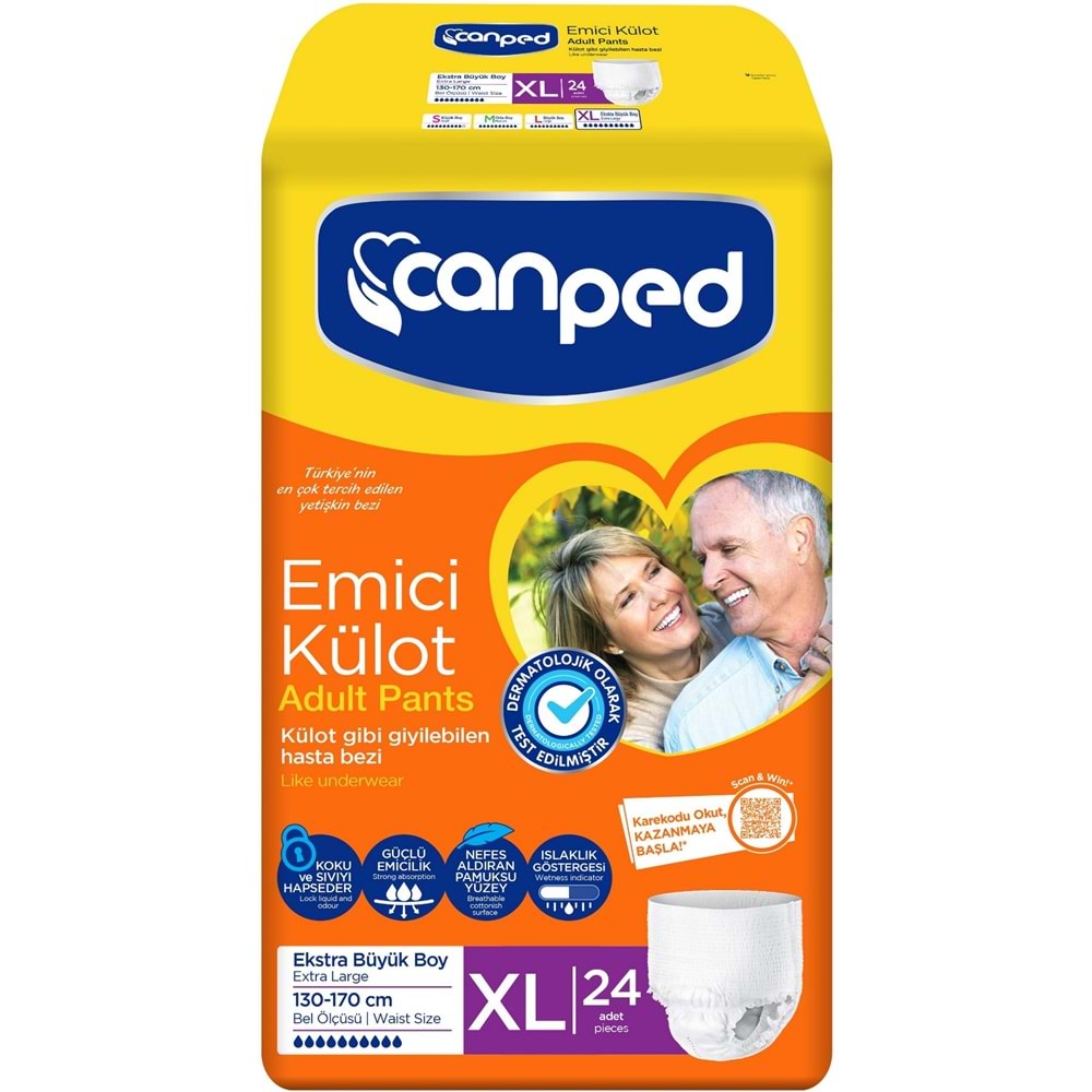 Canped Emici Külot Hasta Yetişkin Bezi XL - Ekstra Büyük - Extra Large 60 Adet (2PK*30)