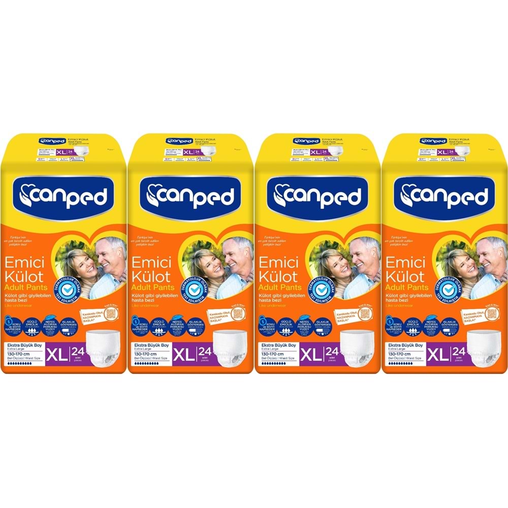 Canped Emici Külot Hasta Yetişkin Bezi XL - Ekstra Büyük - Extra Large 120 Adet (4PK*30)