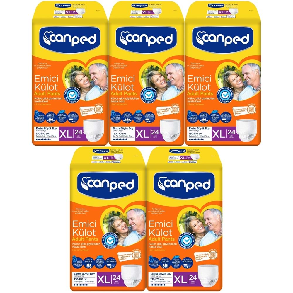 Canped Emici Külot Hasta Yetişkin Bezi XL - Ekstra Büyük - Extra Large 150 Adet (5PK*30)