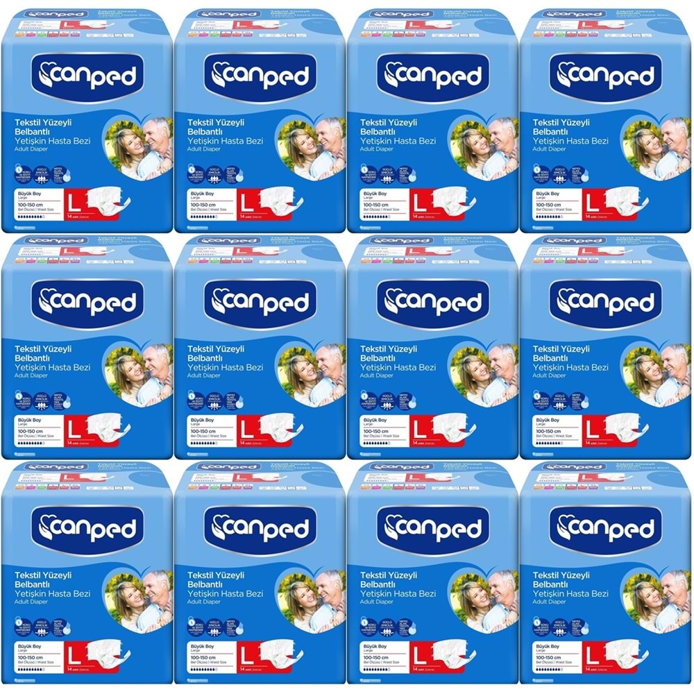 Canped Hasta Bezi Yetişkin Bel Bantlı Tekstil Yüzey L - Büyük - Large 168 Adet (12PK*14)