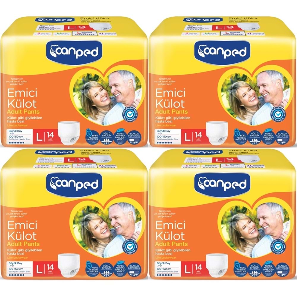 Canped Emici Külot Pants Yetişkin Bezi L - Büyük - Large Ekonomik Pk 56 Adet (4PK*14)