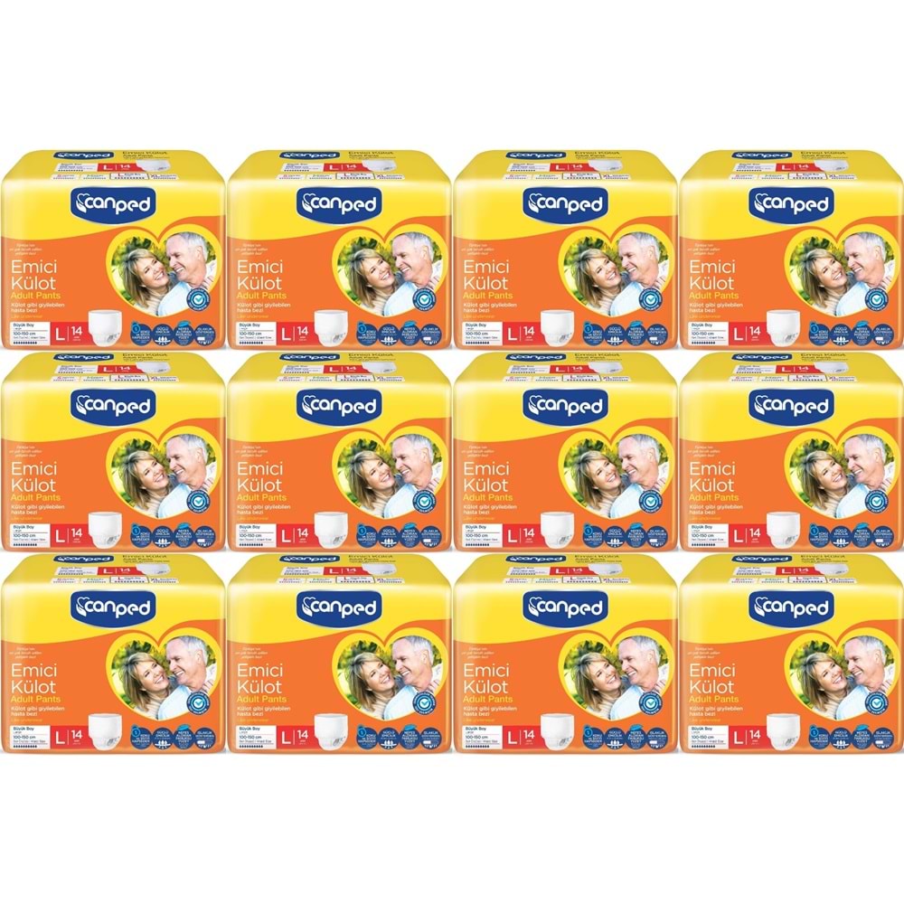 Canped Emici Külot Pants Hasta Yetişkin Bezi L - Büyük - Large Ekonomik Pk 168 Adet (12PK*14)