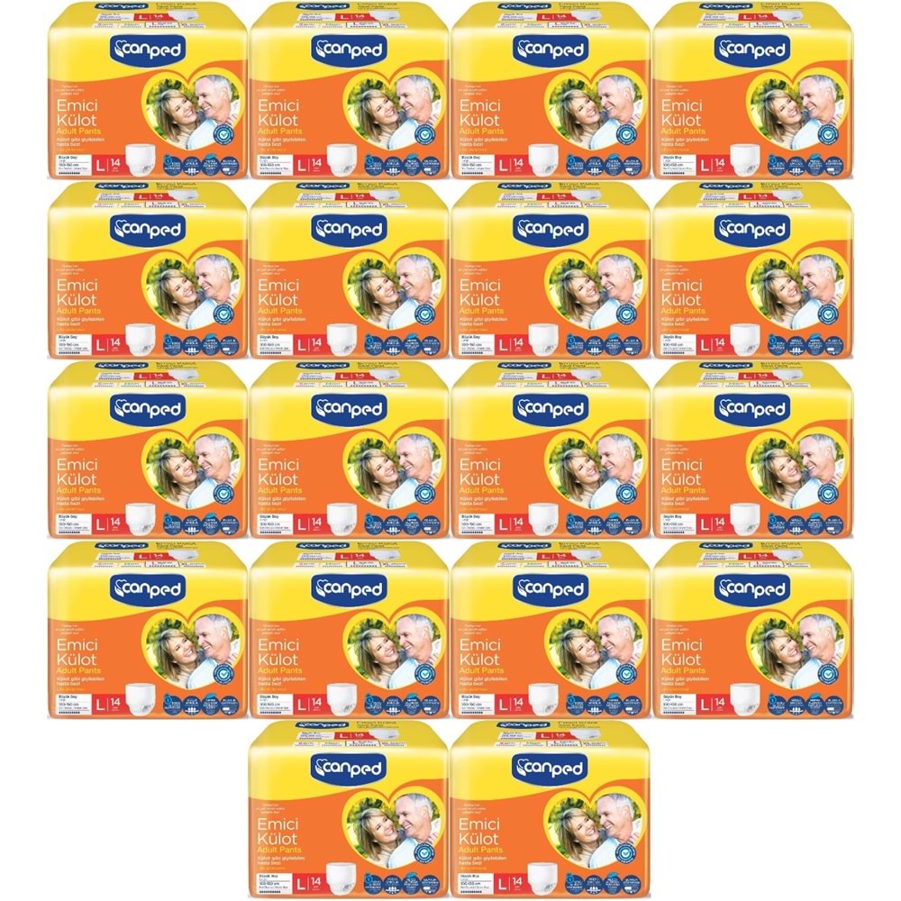 Canped Emici Külot Pants Hasta Yetişkin Bezi L - Büyük - Large Ekonomik Pk 252 Adet (18PK*14)