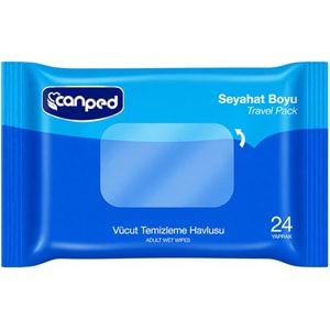 Canped Yetişkin Vücut Temizleme Islak Mendil Havlu 24 Yaprak Seyahat Boy 3 Lü Set (72 Yaprak)