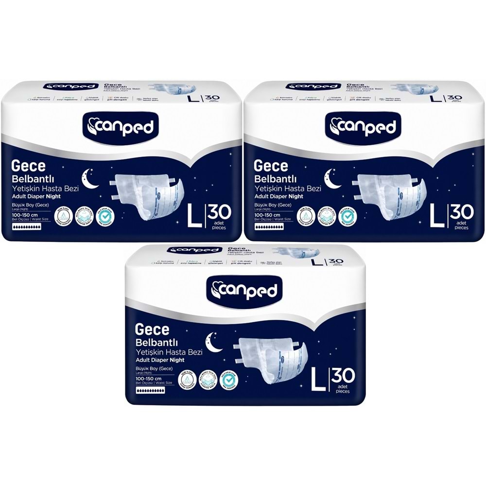 Canped Yetişkin Bezi Bel Bantlı Gece Night L - Büyük - Large 90 Adet