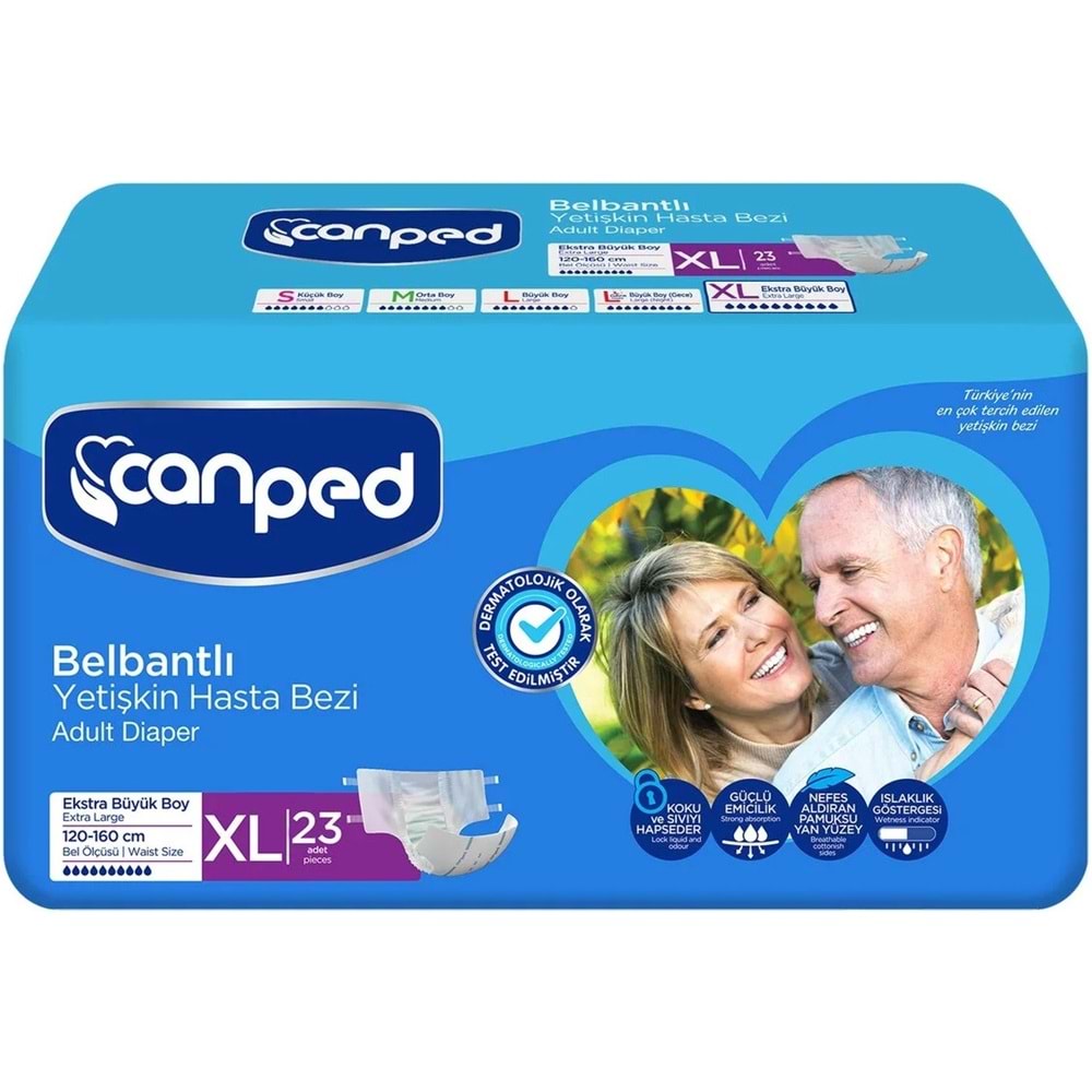 Canped Yetişkin Bezi Bel Bantlı Tekstil Yüzey XL - Ekstra Large - Extra Large 207 Adet