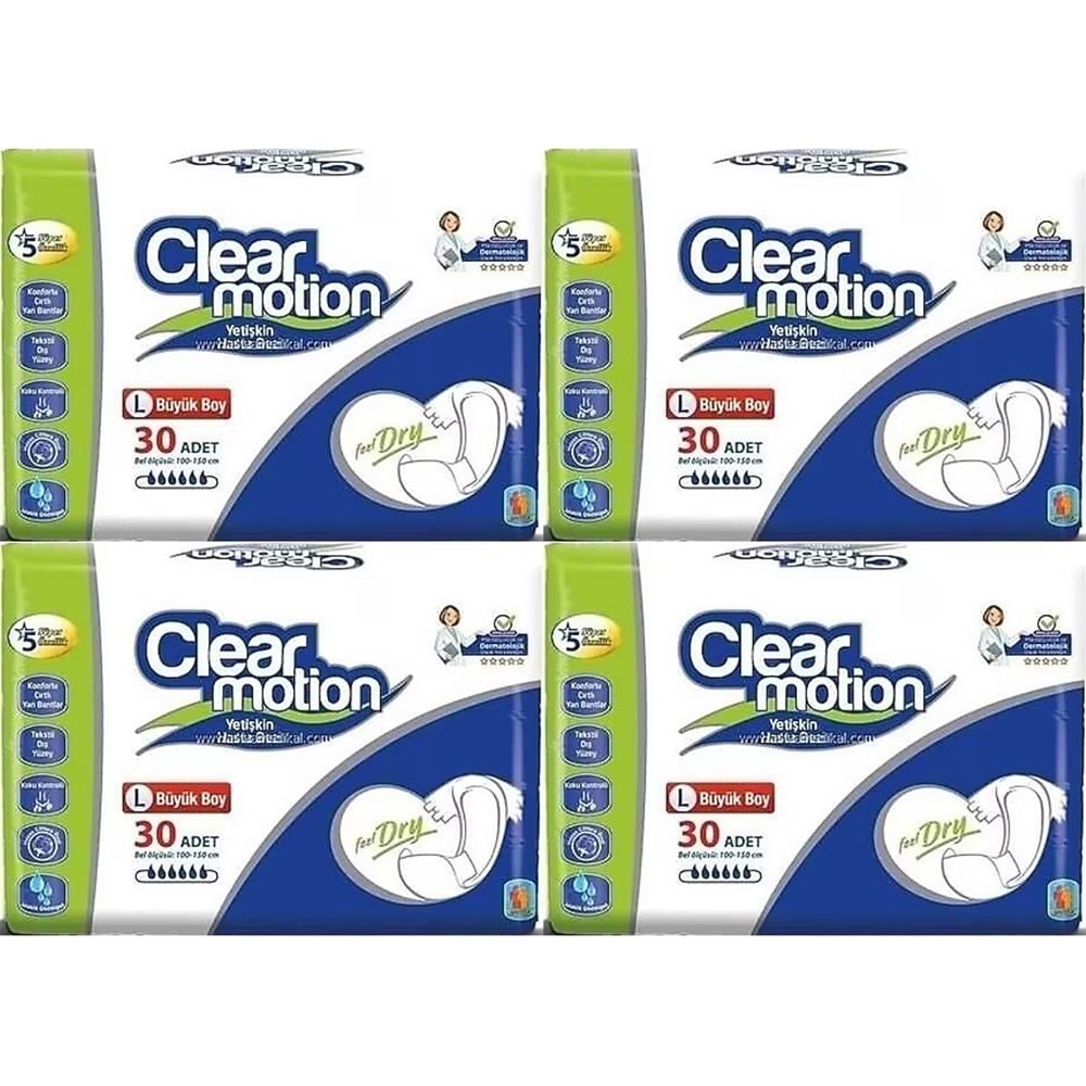 Clearmotion Yetişkin Hasta Bezi Bel Bantlı L - Büyük - Large 120 Adet (4PK*30)