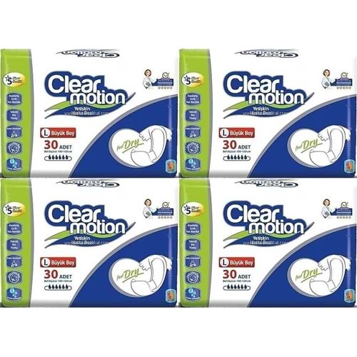 Clearmotion Yetişkin Hasta Bezi Bel Bantlı L - Büyük - Large 120 Adet (4PK*30)