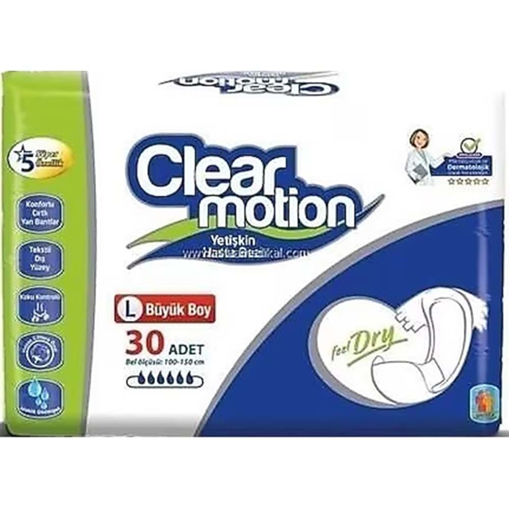 Clearmotion Yetişkin Hasta Bezi Bel Bantlı L - Büyük - Large 120 Adet (4PK*30)