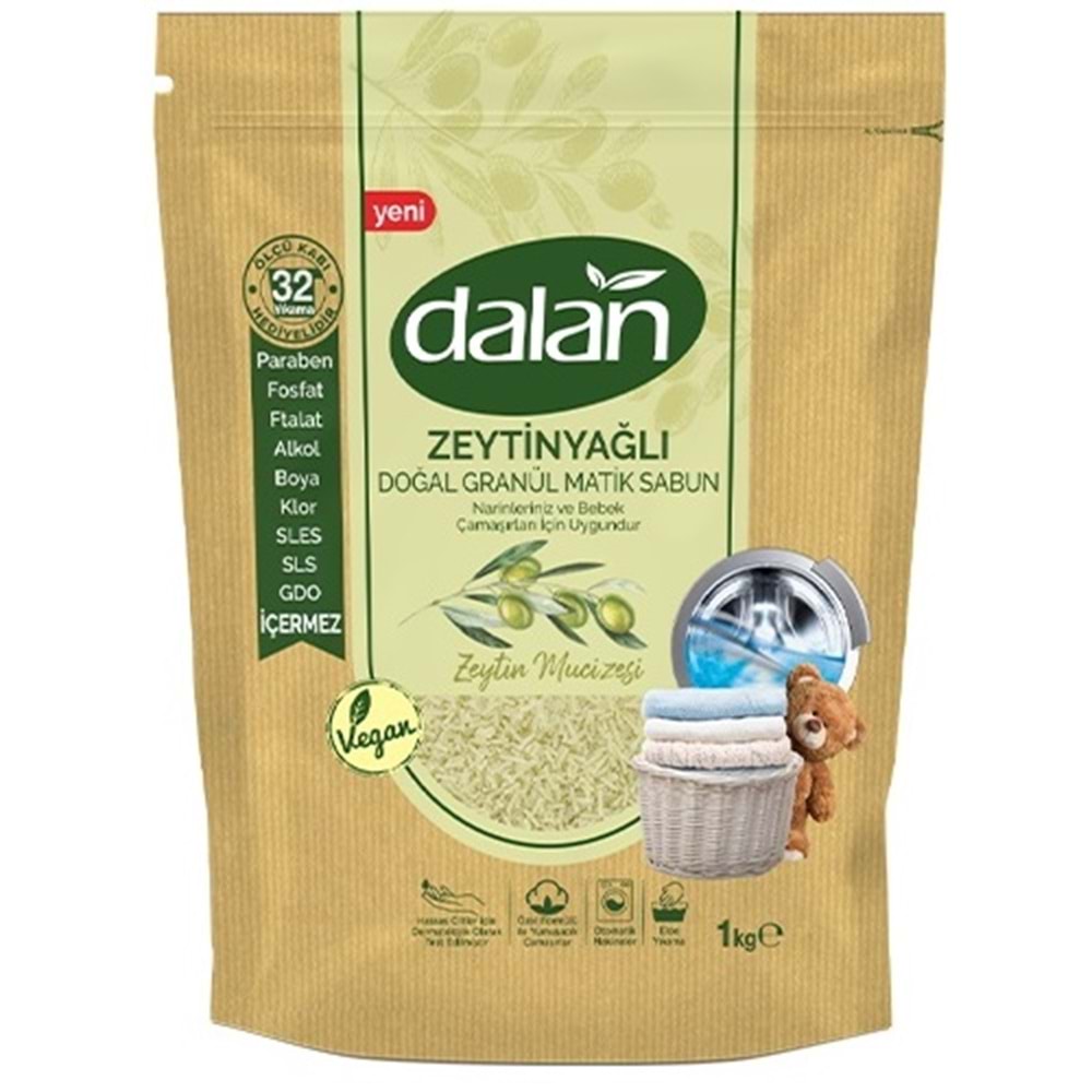 Dalan Doğal Granül Sabun Tozu 1Kg Bebekler İçin %100 Zeytinyağlı (9 Lu Set)
