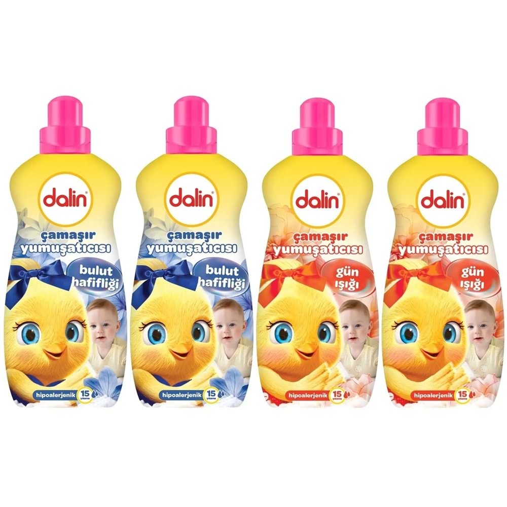 Dalin Çamaşır Yumuşatıcı 1500ML Bulut Hafifliği + 1500ML Gün Işığı (Hipoalerjenik) (Karma 4 Lü Set)