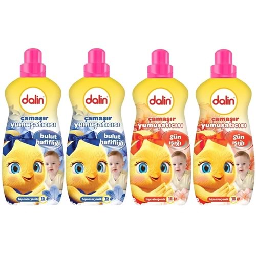 Dalin Çamaşır Yumuşatıcı 1500ML Bulut Hafifliği + 1500ML Gün Işığı (Hipoalerjenik) (Karma 4 Lü Set)