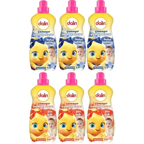Dalin Çamaşır Yumuşatıcı 1500ML Bulut Hafifliği + 1500ML Gün Işığı (Hipoalerjenik) (Karma 6 Lı Set)