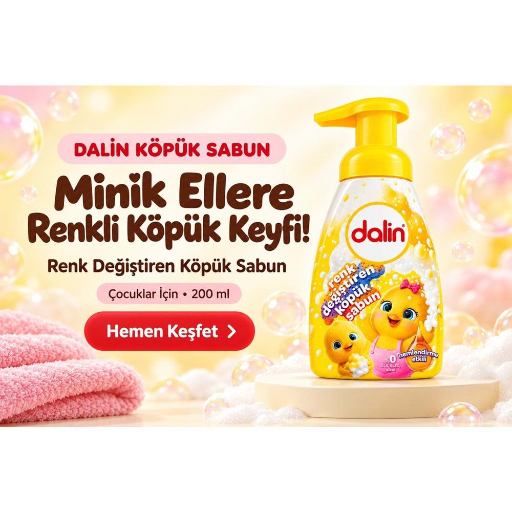 Dalin Köpük Sabun 200 ML Renk Değiştiren (Çocuklar İçin) (9 Lu Set)