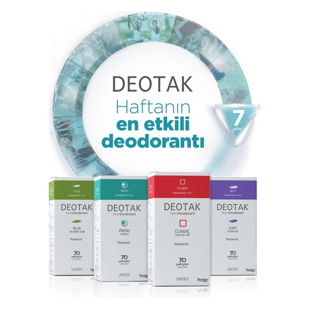 Deotak Krem Deodorant Unisex 35ML (Normal Cilt/Mentol/Hassas/Çay Ağacı Yağı) Karma (8 Li Set)