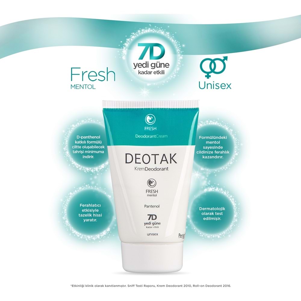 Deotak Krem Deodorant Unisex 35ML (Normal Cilt/Mentol/Hassas/Çay Ağacı Yağı) Karma (8 Li Set)