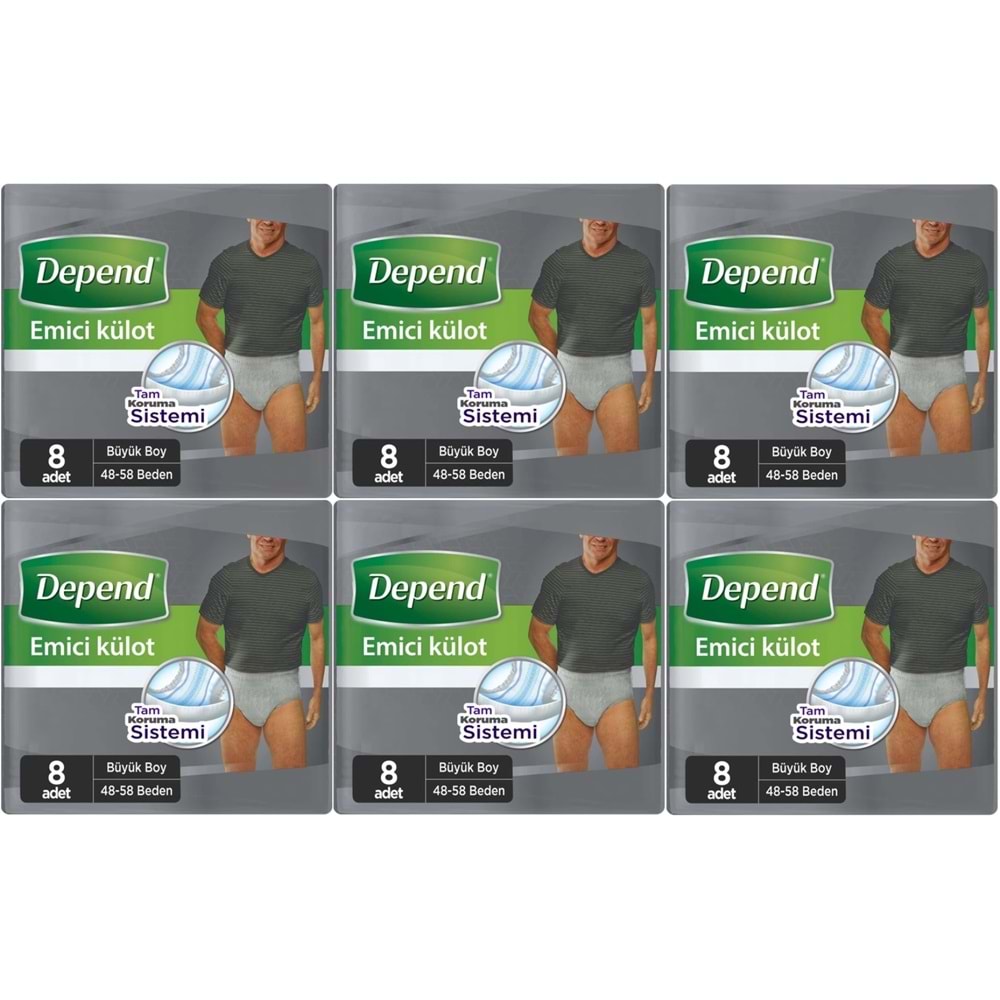Depend Emici Külot Hasta Bezi Büyük Erkek 48 Adet (6Pk*8)