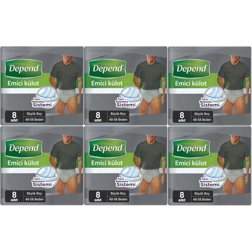 Depend Emici Külot Hasta Bezi Büyük Erkek 48 Adet (6Pk*8)