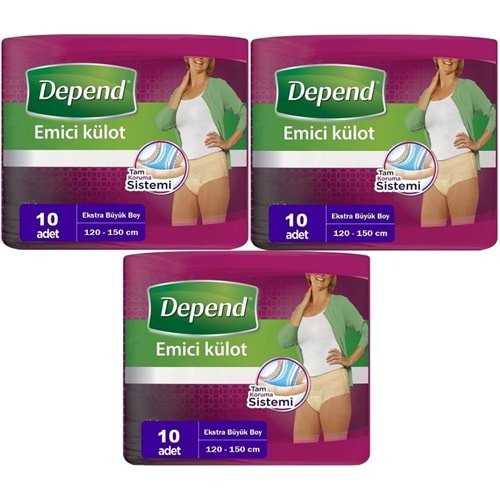Depend Emici Külot Yetişkin Bezi XL - Extra Büyük Kadın 30 Adet (3PK*10)