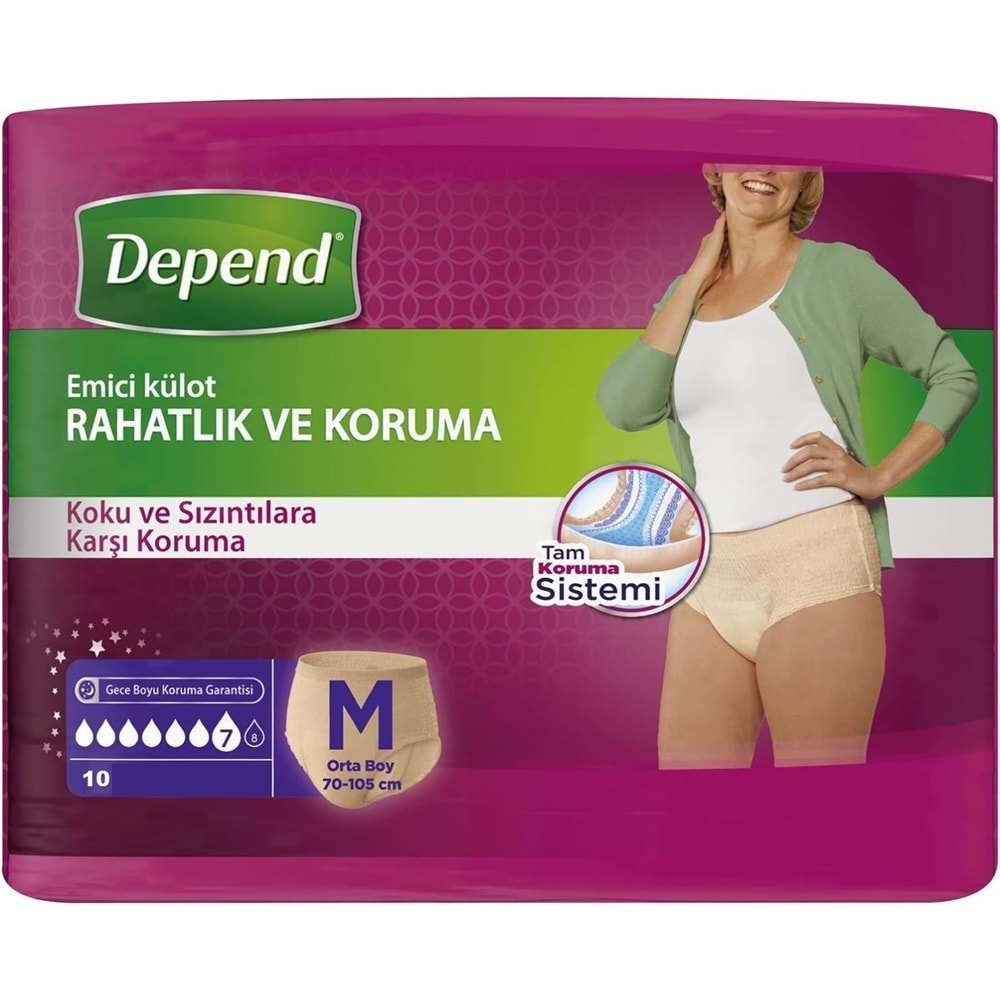 Depend Emici Külot Lohusa Pedi M- Medium - Kadın (10 Lu) + Mesane Pedi Kadın Ekstra (10 Lu) 6 Lı Set