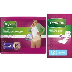 Depend Emici Külot Lohusa Pedi M- Medium - Orta Kadın (10 Lu) + Mesane Pedi Kadın Normal (12 Li)