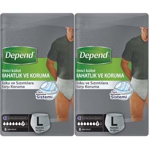 Depend Emici Külot Pants Hasta Bezi L - Büyük - Large Erkek 16 Adet (2PK*8)