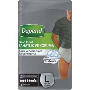 Depend Emici Külot Pants Hasta Bezi L - Büyük - Large Erkek 48 Adet (6PK*8)