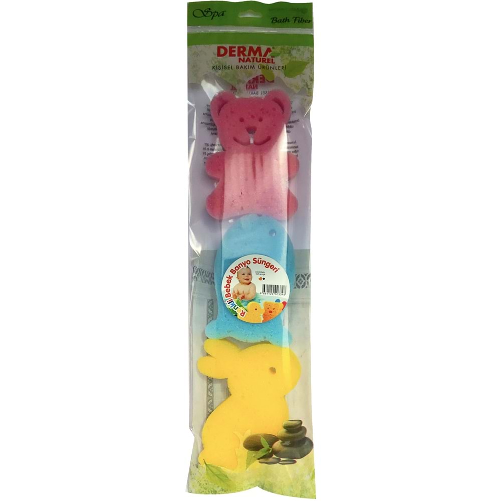 Derma Naturel 3 Lü Renkli Bebek Banyo Süngeri (6 Lı Set)