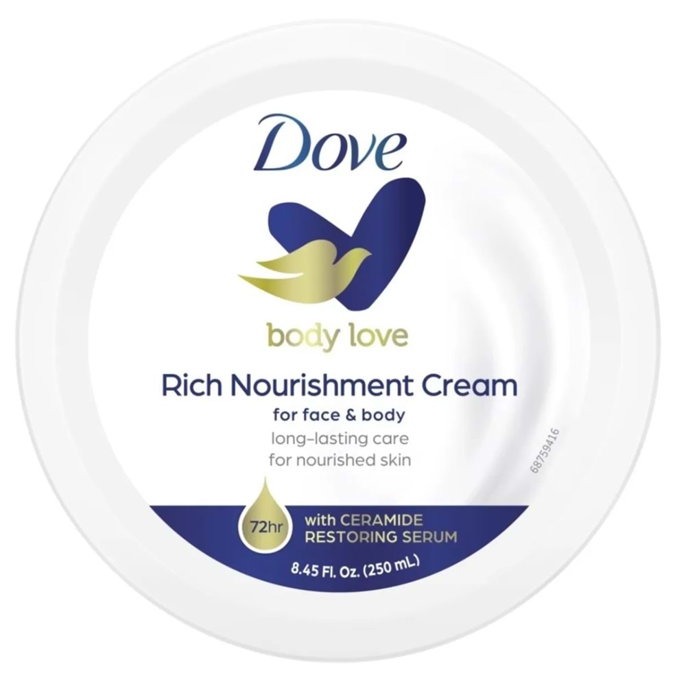 Dove Besleyici El ve Vücut Bakım Kremi 250ML (Rich Nourishment Cream+ Beauty Cream) Karma (4 Lü Set)