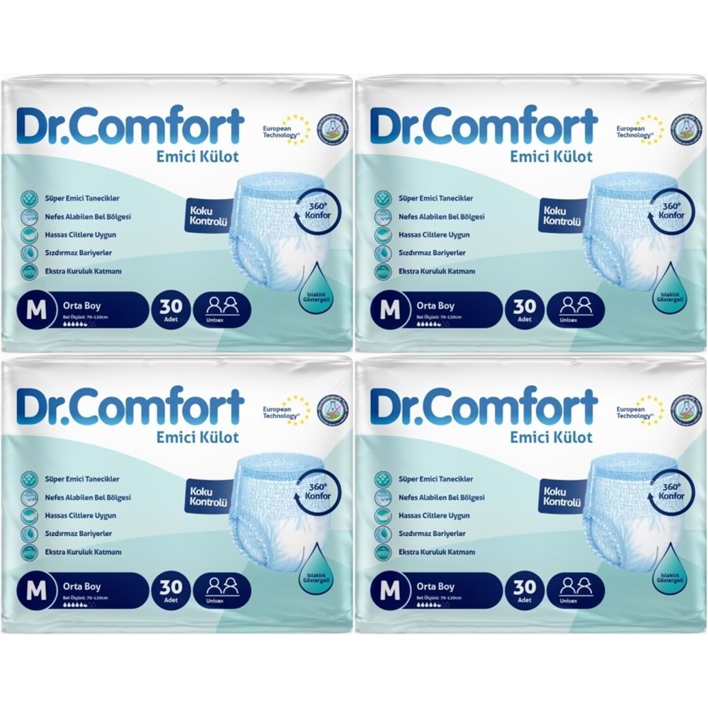 Dr.Comfort Yetişkin Bezi Emici Külot M-Orta 120 Adet 4Pk x 30