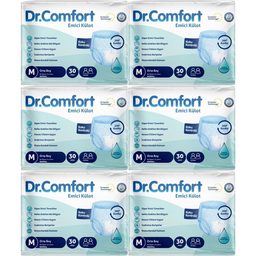 Dr.Comfort Yetişkin Bezi Emici Külot M-Orta 180 Adet 6Pk x 30