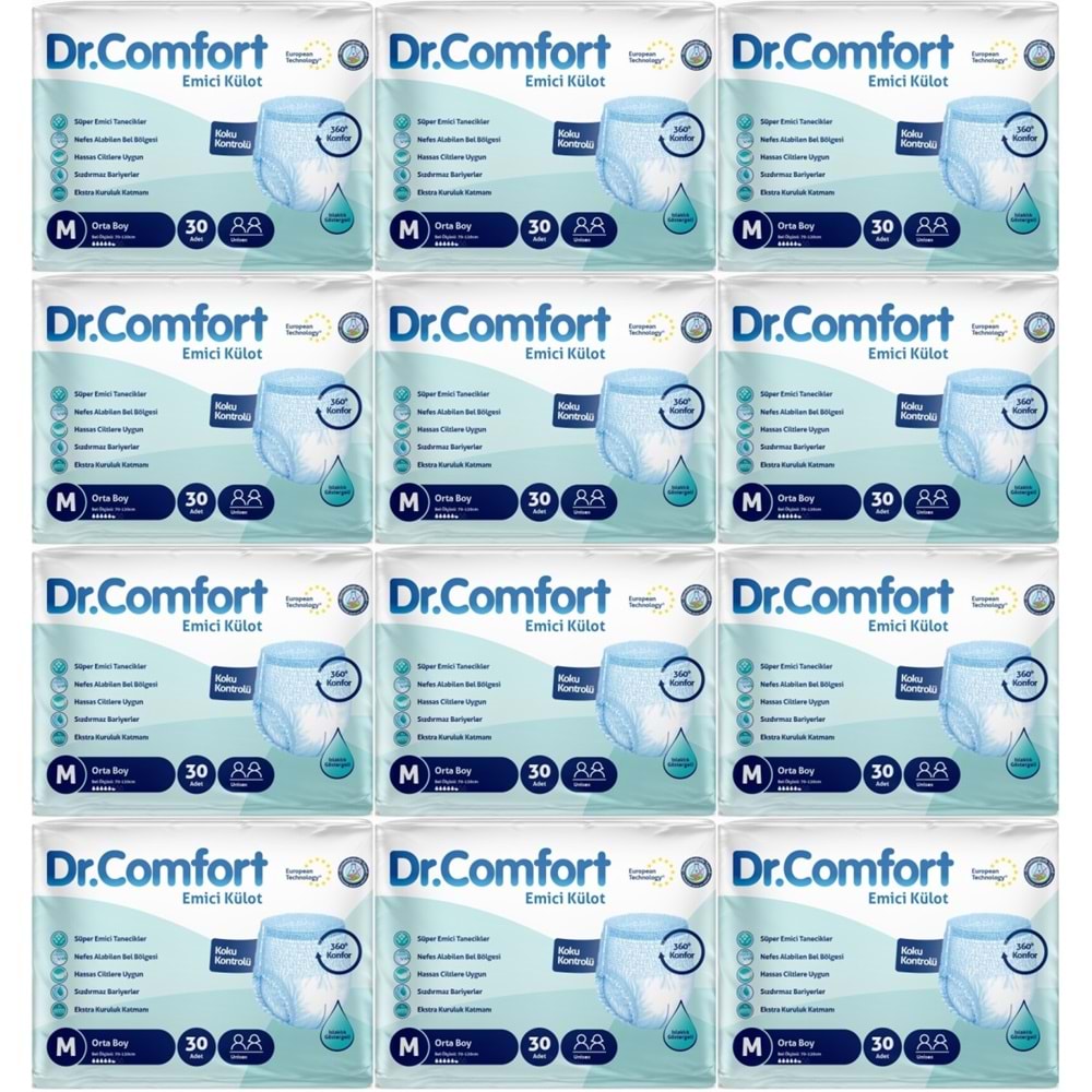 Dr.Comfort Yetişkin Bezi Emici Külot M-Orta 360 Adet 12Pk x 30