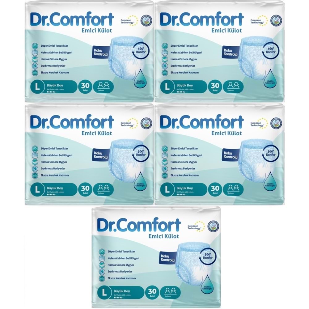 Dr.Comfort Yetişkin Bezi Emici Külot L-Büyük 150 Adet 5Pk x 30
