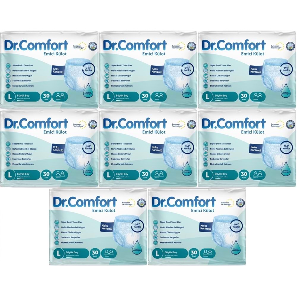 Dr.Comfort Yetişkin Bezi Emici Külot L-Büyük 240 Adet 8Pk x 30