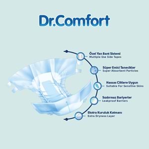 Dr.Comfort Yetişkin Bezi Bel Bantlı Tekstil Yüzeyli M - Orta - Medium 240 Adet
