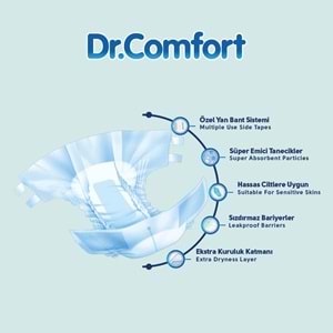 Dr.Comfort Yetişkin Bezi Bel Bantlı Tekstil Yüzeyli XL - Ekstra Büyük 90 Adet
